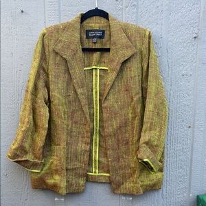 Ellen Tracy Women's Textured Yellow Linen Blazer
